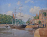 Painting of barque Star of Persia entering Bristol docks, oil on canvas 24" x 30"