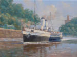White Funnel steamer Bristol Queen in the Bristol Avon, painting oil on canvas 12" x 16"
