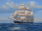 Painting of clipper Cutty Sark, oil on canvas 18" x 24"