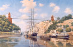 Barque British General under the Clifton Suspension Bridge, painting oi on canvas 24" x 36"