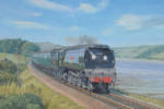 SR West Country pacific 'Wadebridge' alongside the Camel Estuary between Padstow and Wadebridge, oil painting on canvas 16" x 24" SOLD