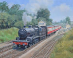 ex S&D class 7F climbing through Midsomer Norton, oil painting on canvas 16" x 20"