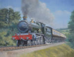 GWR Saint class 4-6-0 no. 2937 'Clevedon Court', oil painting on canvas 14" x 18"