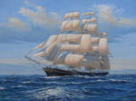 Painting of clipper Cutty Sark, oil on canvas 18" x 24"