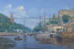 Barque Precursore leaving Bristol docks, painting oil on canvas 24" x 36"