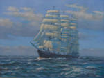 Painting four masted barque Gilcruix, oil on canvas 12" x 16"