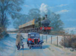 GWR 14xx class 0-4-2T painting, oil on canvas 18" x 24"