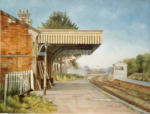 Painting Newent Station Gloucestershire, oil on canvas, 14" x 18"
