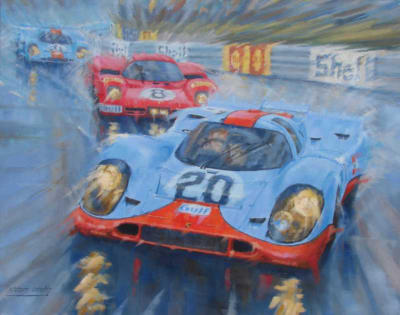 Gulf Porsche motor racing artwork