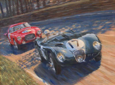 Jaguar C-type painting 1953 Le Mans