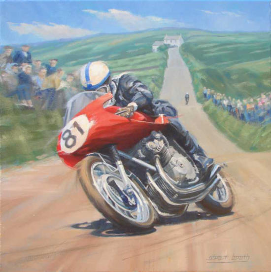 motorcycle racing painting - John Surtees MV - art in motion