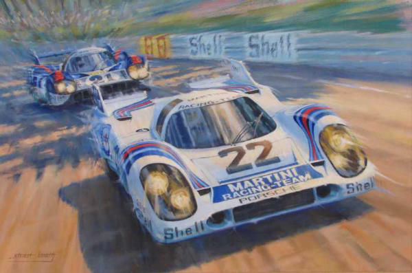 Art print of Porsche 917's at Le Mans