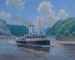 Painting of White Funnel paddle steamer Devonia in the Bristol Avon, oil on canvas 16" x 20"